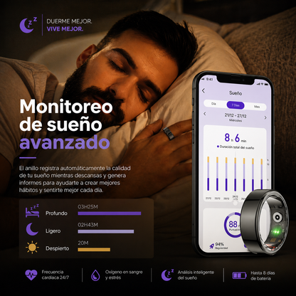 Anillo Inteligente Talla 9 y 10 - Controla tu salud sin esfuerzo