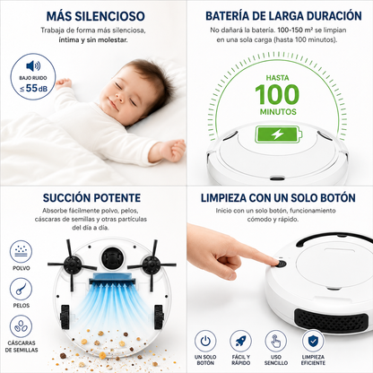 Robot Aspirador Inteligente 3 en 1 | Barre, Aspira y Friega por Ti