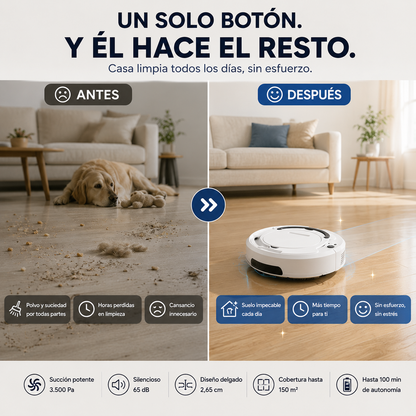 Robot Aspirador Inteligente 3 en 1 | Barre, Aspira y Friega por Ti