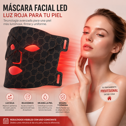 Máscara Facial LED | Piel Más Firme, Luminosa y Radiante