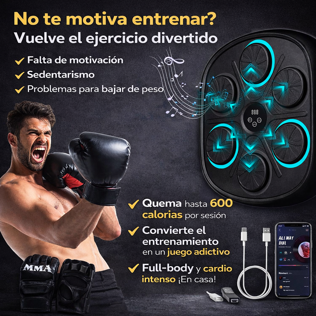 Máquina de Boxeo Musical Inteligente – Olvídate del Sedentarismo y Empieza a Quemar Calorías Cada Día