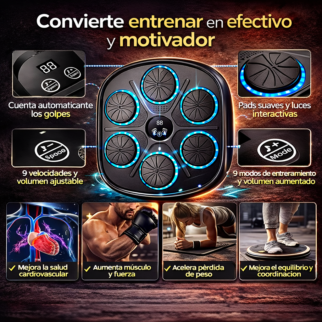 Máquina de Boxeo Musical Inteligente – Olvídate del Sedentarismo y Empieza a Quemar Calorías Cada Día