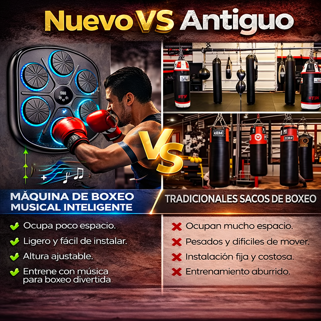 Máquina de Boxeo Musical Inteligente – Olvídate del Sedentarismo y Empieza a Quemar Calorías Cada Día
