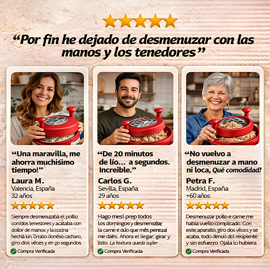 Desmenuzador de Pollo y Carne - Fácil, Limpio y en Segundos