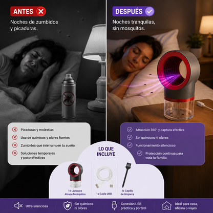 Lámpara Atrapa Mosquitos UV | Duerme Sin Picaduras Ni Zumbidos