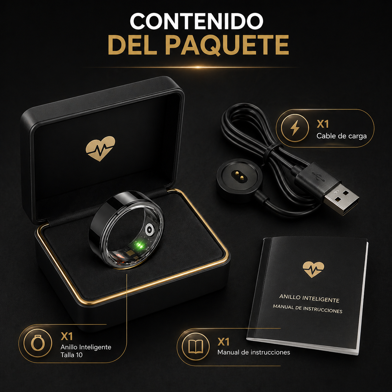 Anillo Inteligente Talla 9 y 10 - Controla tu salud sin esfuerzo
