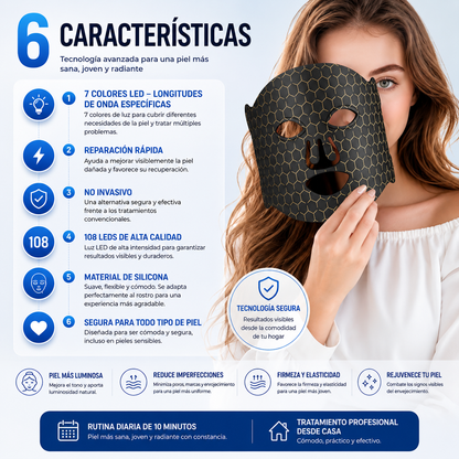 Máscara Facial LED | Piel Más Firme, Luminosa y Radiante