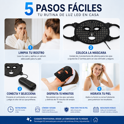 Máscara Facial LED | Piel Más Firme, Luminosa y Radiante